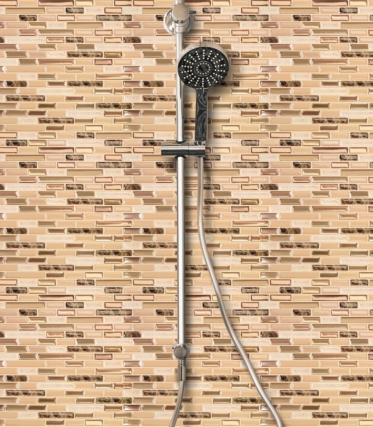 VViViD 11 Sheets Peel and Stick Grey Gloss Faux Ceramic Brick Wall Tiles, Self Adhesive Backsplash 12”x12”, 2mm Thick Kitchen, Bathroom (11 sq. ft.)