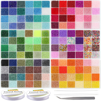 EuTengHao 3mm Glass Seed Beads for Bracelet Making Kit, 8/0 Small Craft Beads for Bracelet Necklaces Crafting Jewelry Making Supplies (36000Pcs,144 Colors)