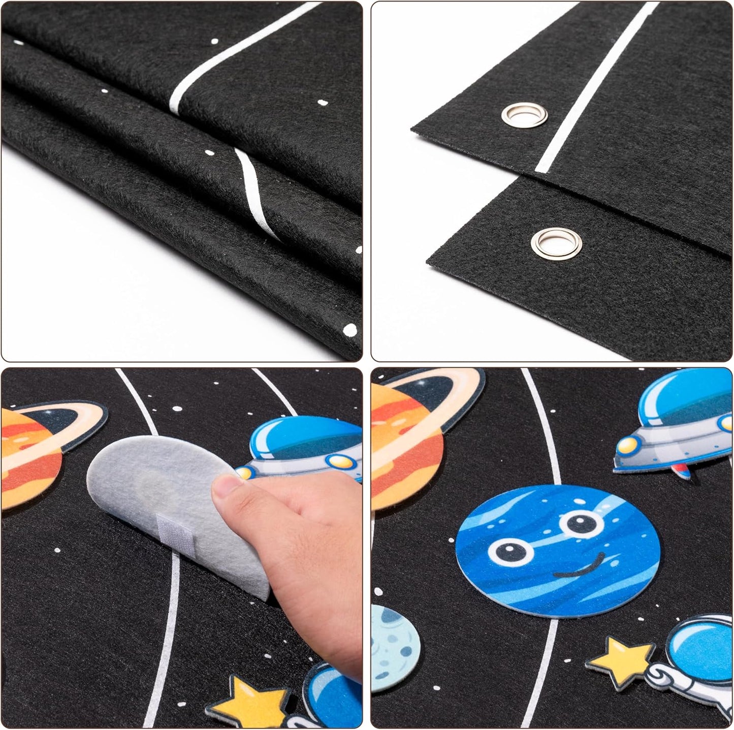 WATINC 44Pcs Outer Space Felt Story Board Set 3.5 Ft Solar System Universe Storytelling Flannel Interactive Play Kit with Hooks Astronaut Planets Alien Galaxy Reusable Wall Hanging Gift for Boys Girls