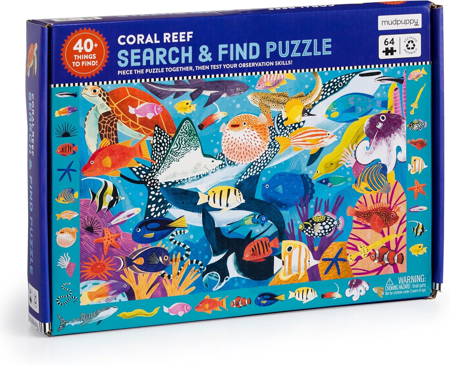 Mudpuppy Arctic Life Search & Find Puzzle, 64 Pieces, 23”x15.5” – For Kids Age 4-7 - Colorful Illustrations of Animals, Fish, Birds Living in the Arctic – Complete Puzzle to Find 40+ Hidden Images