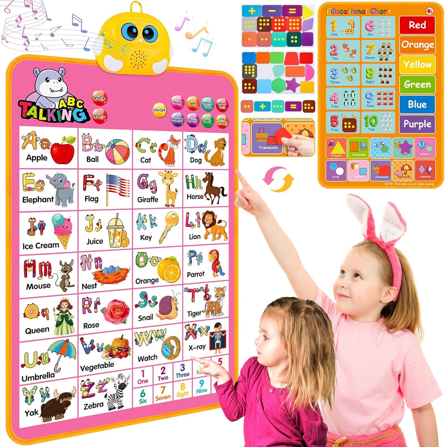 Electronic Alphabet Wall Chart, Talking ABC, 123s, Music Poster, Kids Learning Toys for Toddlers 1-3, Interactive Educational Toddler Toy, Birthday Gifts for Age 1 2 3 4 5 Year Old Boys Girls - Blue
