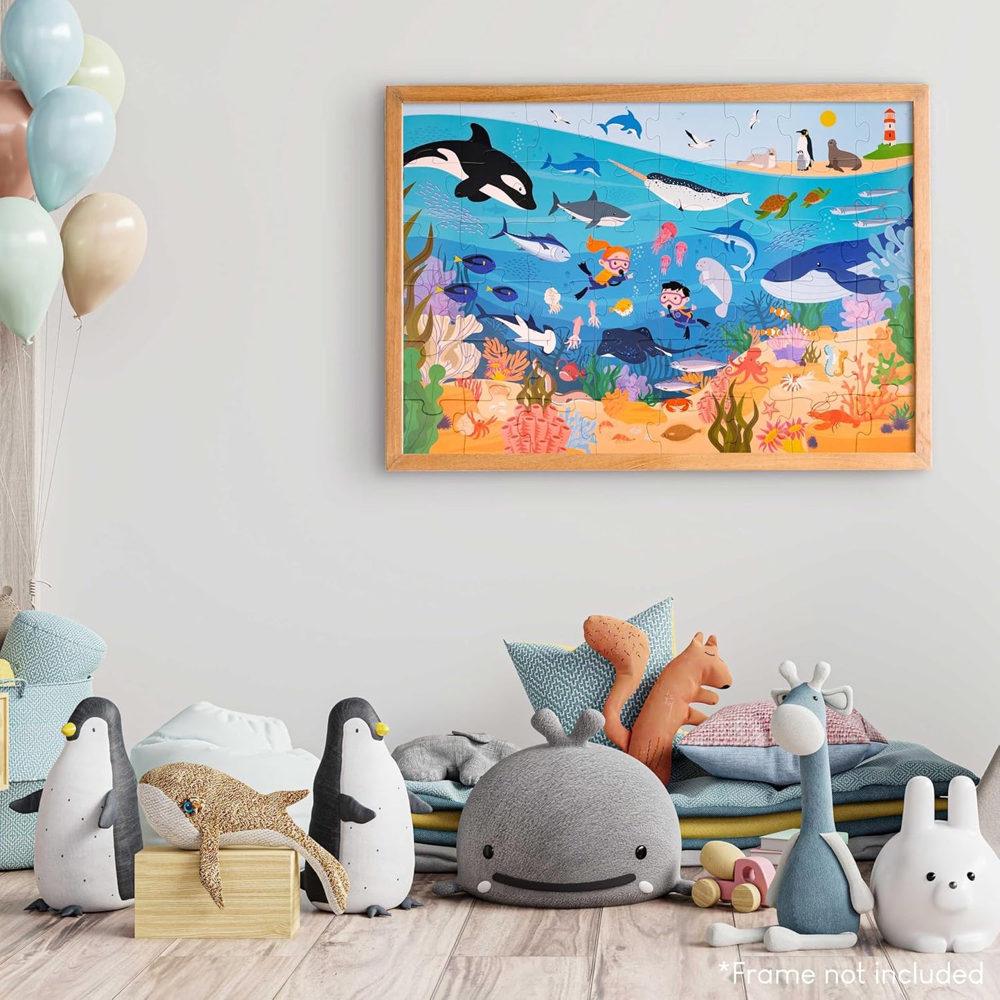 BONNYCO Giant Floor Puzzles for Kids of Jungle Animals with 48 Large Pieces. Safari Jumbo Puzzle 36.2 x 24.4 in, Gifts for Boys and Girls, Educational Kids Toys Ages 2-8