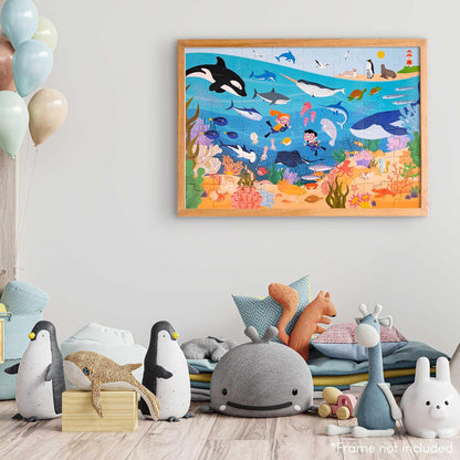 BONNYCO Giant Floor Puzzles for Kids of Jungle Animals with 48 Large Pieces. Safari Jumbo Puzzle 36.2 x 24.4 in, Gifts for Boys and Girls, Educational Kids Toys Ages 2-8