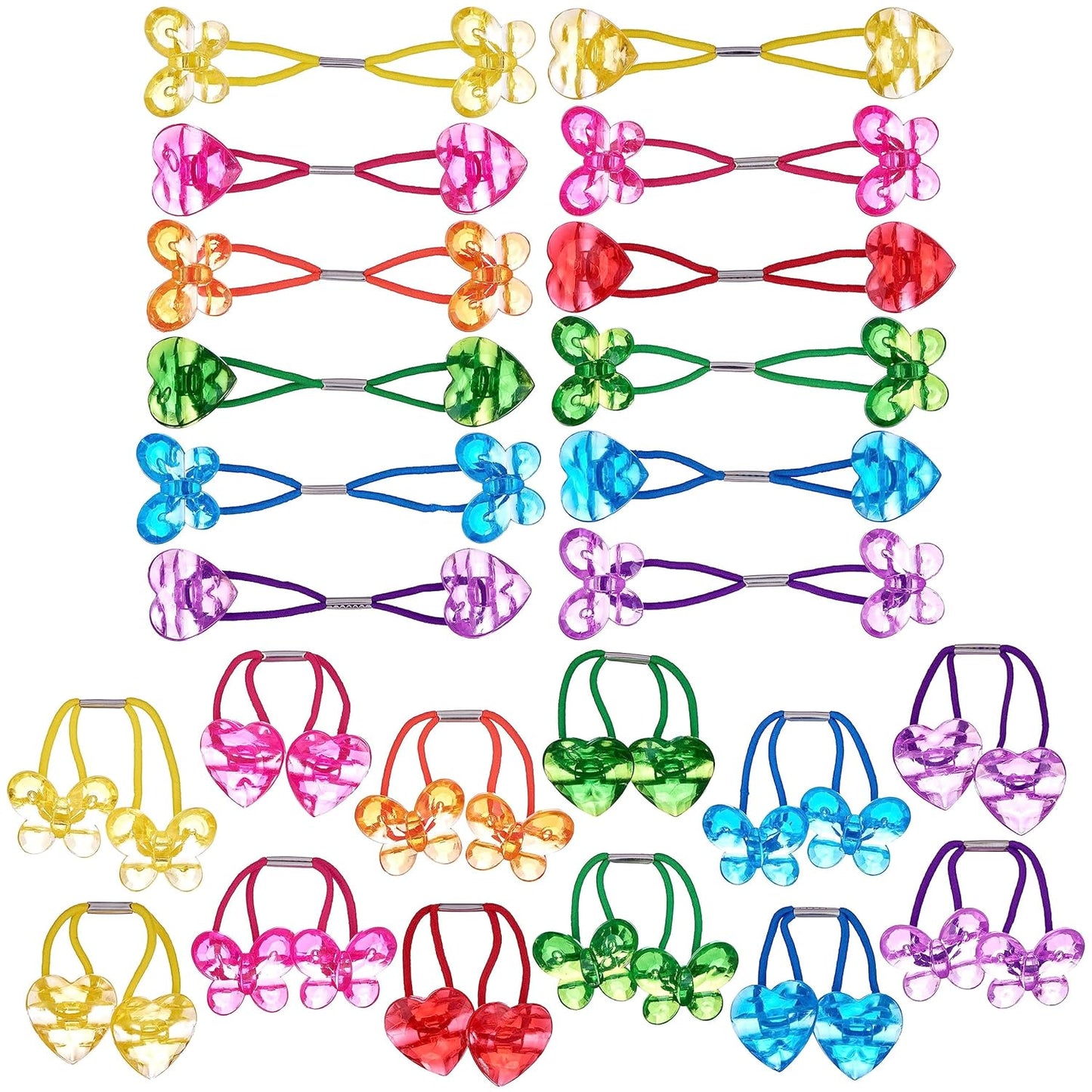 20pc Ponytailers Balls Elastics 18mm Round Opaque Multicolored Twin Beads Bauble Holders Toddler Kids Braiding Styling
