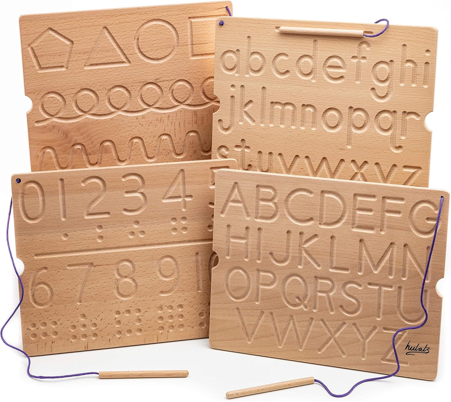 Hulats Learn to Write: Portable Wooden Alphabet Letter Tracing Sensory Pad Board - Toddler Writing Practice for Kids Age 3-5, Montessori Toys for 3+ Year Old, Letter Tracing for Kids 3-5 Writing Tools