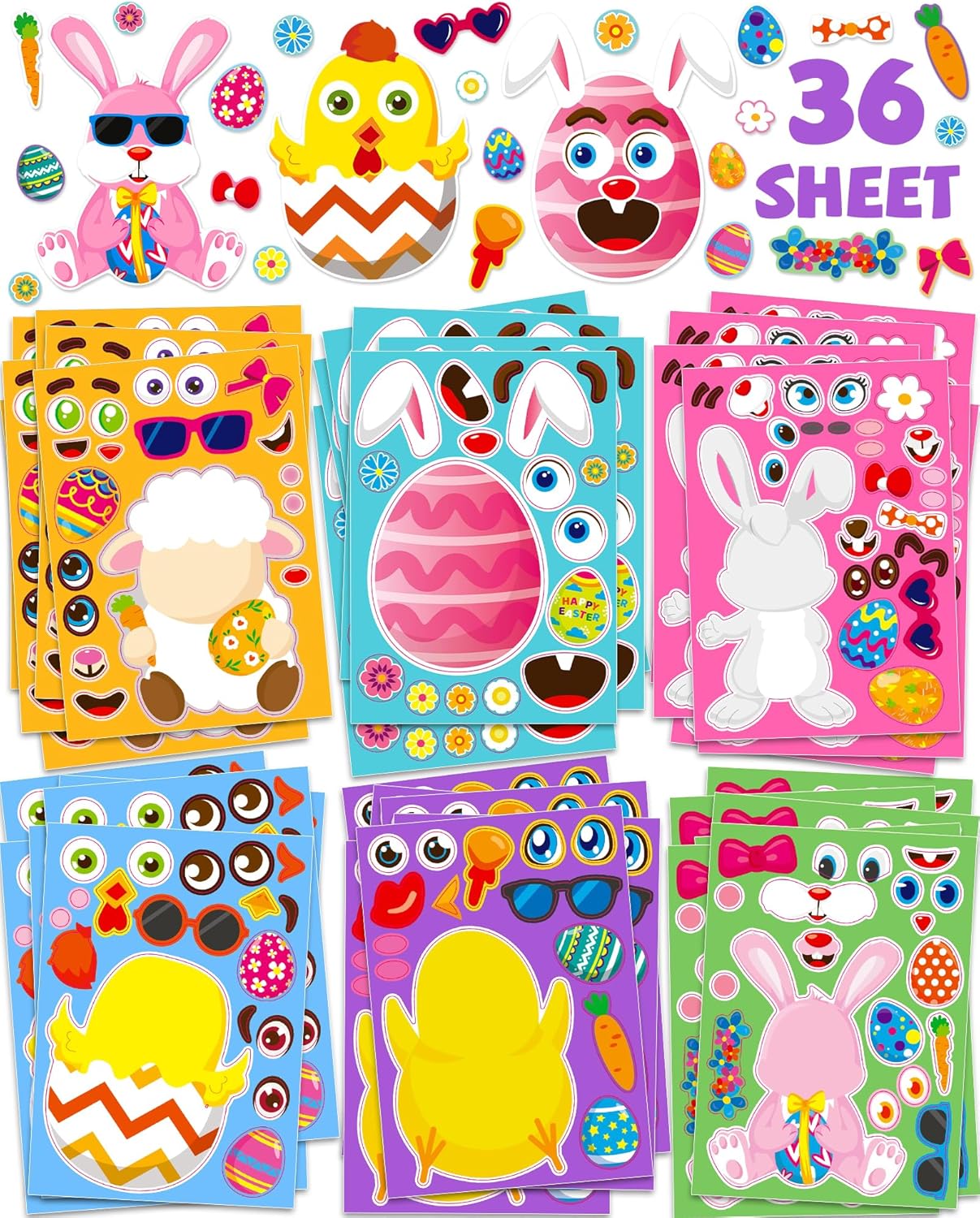 24 Pcs Make Your Own Dinosaur Sticker Sheets, Dinosaur Party Favors Face Stickers for Kids Boys Toddlers Crafts Activities Gift Bags Birthday Party Valentines Day Gifts for Kids Classroom