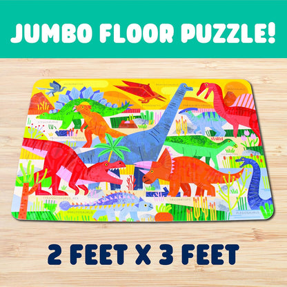Chuckle & Roar Dinosaur Glow Floor Puzzle 50 Piece Kids Puzzle - Giant 2 x 3 Foot Glow in The Dark Preschool Puzzle - Large Pieces for Ages 4+ - Educational Dinosaur Puzzle for Screen Free Time