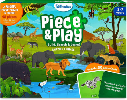 Skillmatics Floor Puzzle & Game - Piece & Play Construction Site, Jigsaw & Toddler Puzzles, Educational Toy, Gifts for Boys & Girls Ages 3, 4, 5, 6, 7 (48 Pieces, 2 x 3 feet)