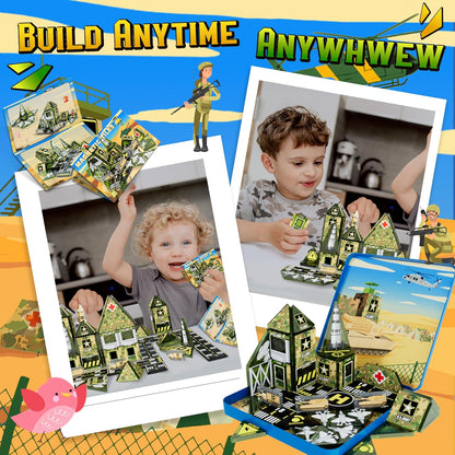 40PCS Mini Magnetic Tiles – City Road Building Blocks Set in Iron Case, Portable STEM Travel Toys for Toddlers, Quiet On-the-Go Activities & Preschool Learning for Kids