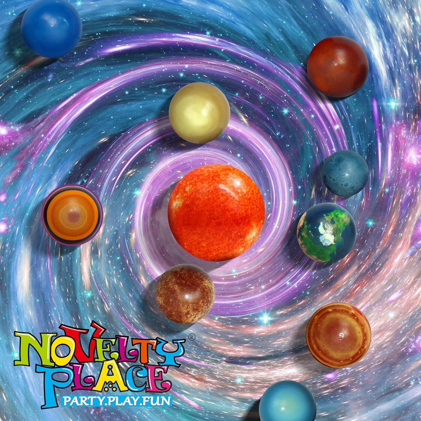 Novelty Place Solar System Stress Balls - 10 Pcs Anti-Stress Planetary Balls for Kids – Relaxation Gadgets, Fidget Toys, Astronomy Gifts, Space Theme Party Favor, Carnival Prizes