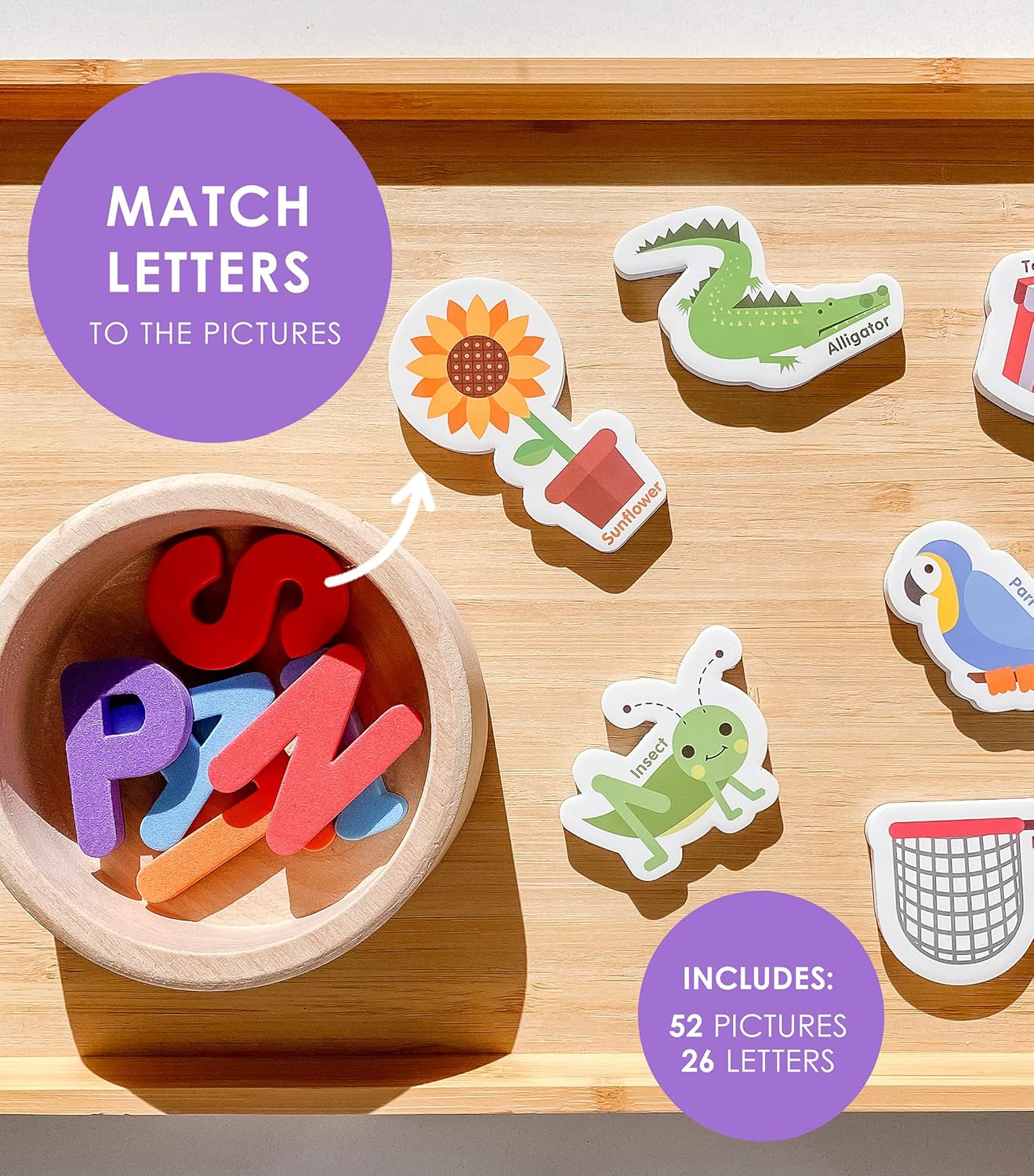 Curious Columbus Magnetic Objects and Letters. Set of 78 Foam Magnets Including 52 Pictures and 26 Uppercase Alphabet Magnets from A-Z. Educational Toy for Preschool Learning