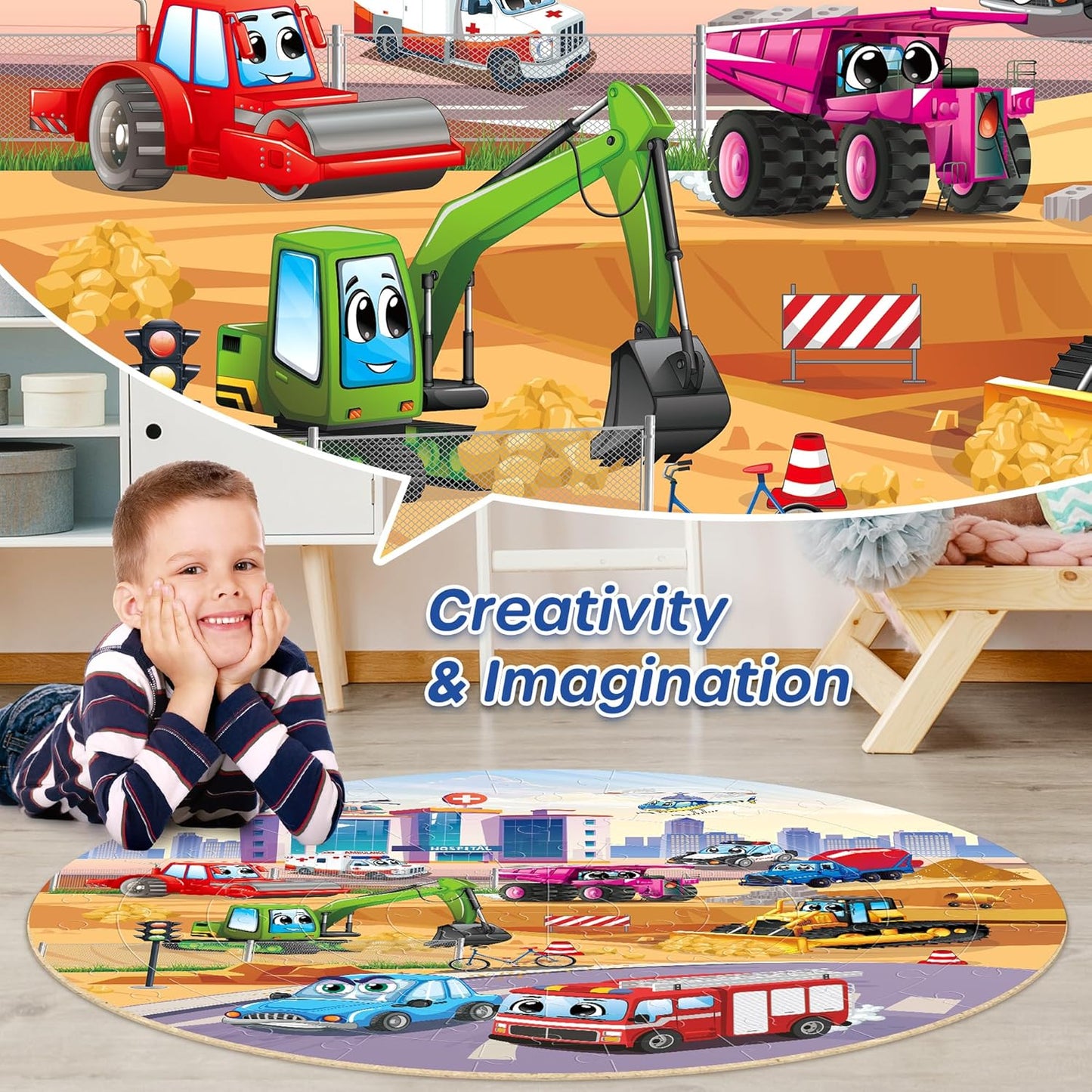SYNARRY Solar System Floor Puzzles for Kids Ages 4-8, Large 70 Piece Jigsaw Puzzles for Kids Ages 4-6, Space Planet Astronaut Toys Puzzles, Preschool Learning Toys, Easter Basket Stuffers for Boy Girl