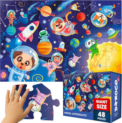 QUOKKA Giant Floor Puzzle for Kids Ages 4-6 – 2x3 Feet Extra-Thick 48 Pieces Toddler Puzzle Ages 3-5 – USA Map Educational Activity for Boys Girls – Premium Box with Sturdy Handle & Magnetic Closure