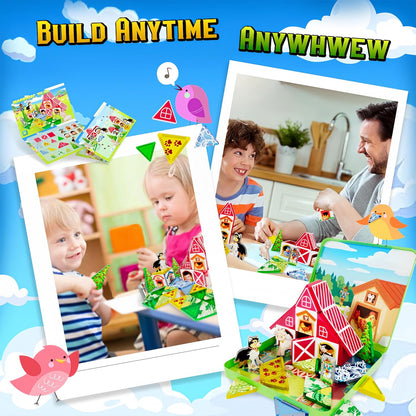 40PCS Mini Magnetic Tiles – City Road Building Blocks Set in Iron Case, Portable STEM Travel Toys for Toddlers, Quiet On-the-Go Activities & Preschool Learning for Kids