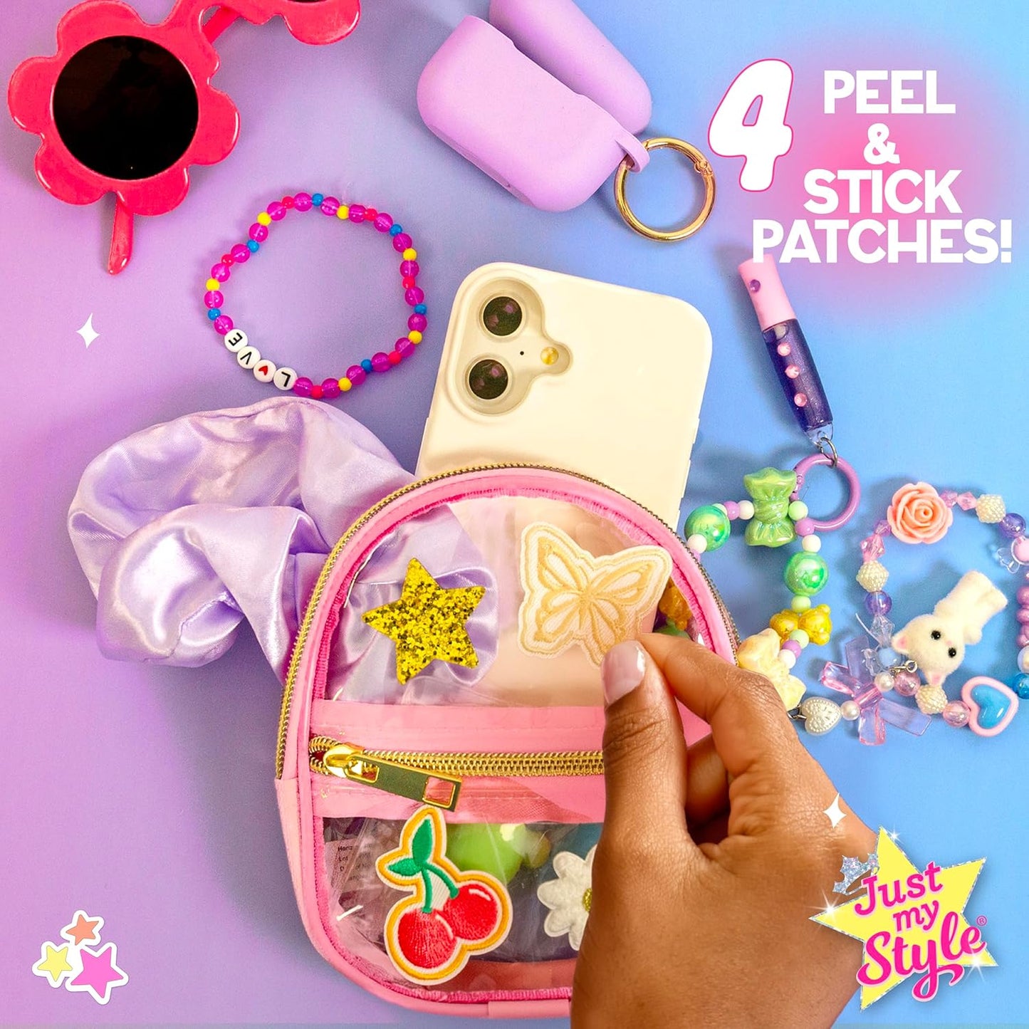 Just My Style Squishy Charms, Create 5 Squishy Bag Charms, Necklaces, Friendship Bracelets with Kawaii TPR Squishies in Pouches & Beads for Jewelry Making, Unique Jewelry Making Kit, Gifts for Girls