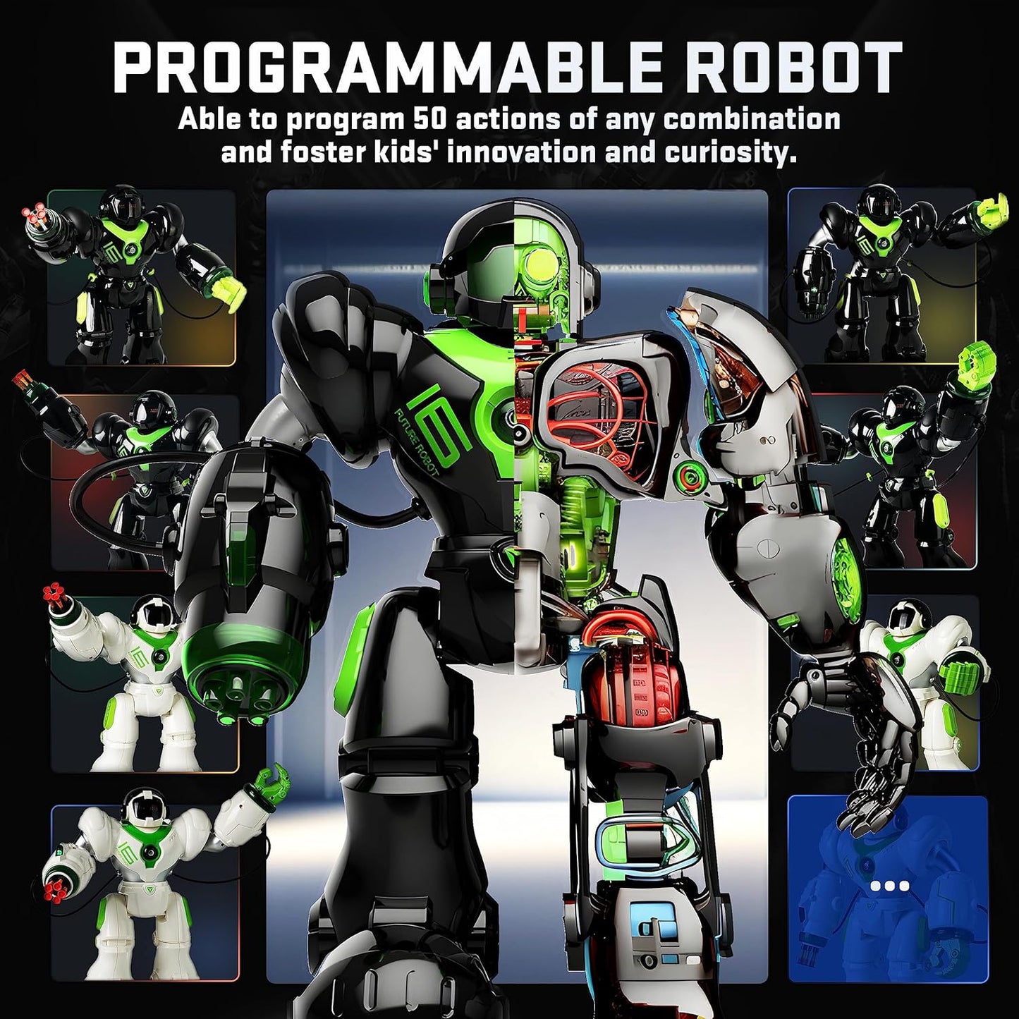 BEZGAR Robot Toys for Kids 3-12 Years Old - Big RC Robot Programmable Dancing with 22 Actions, Remote Control Emo Robots Supporting 78 Changing Expression Christmas Birthday Gift for Boys and Girls