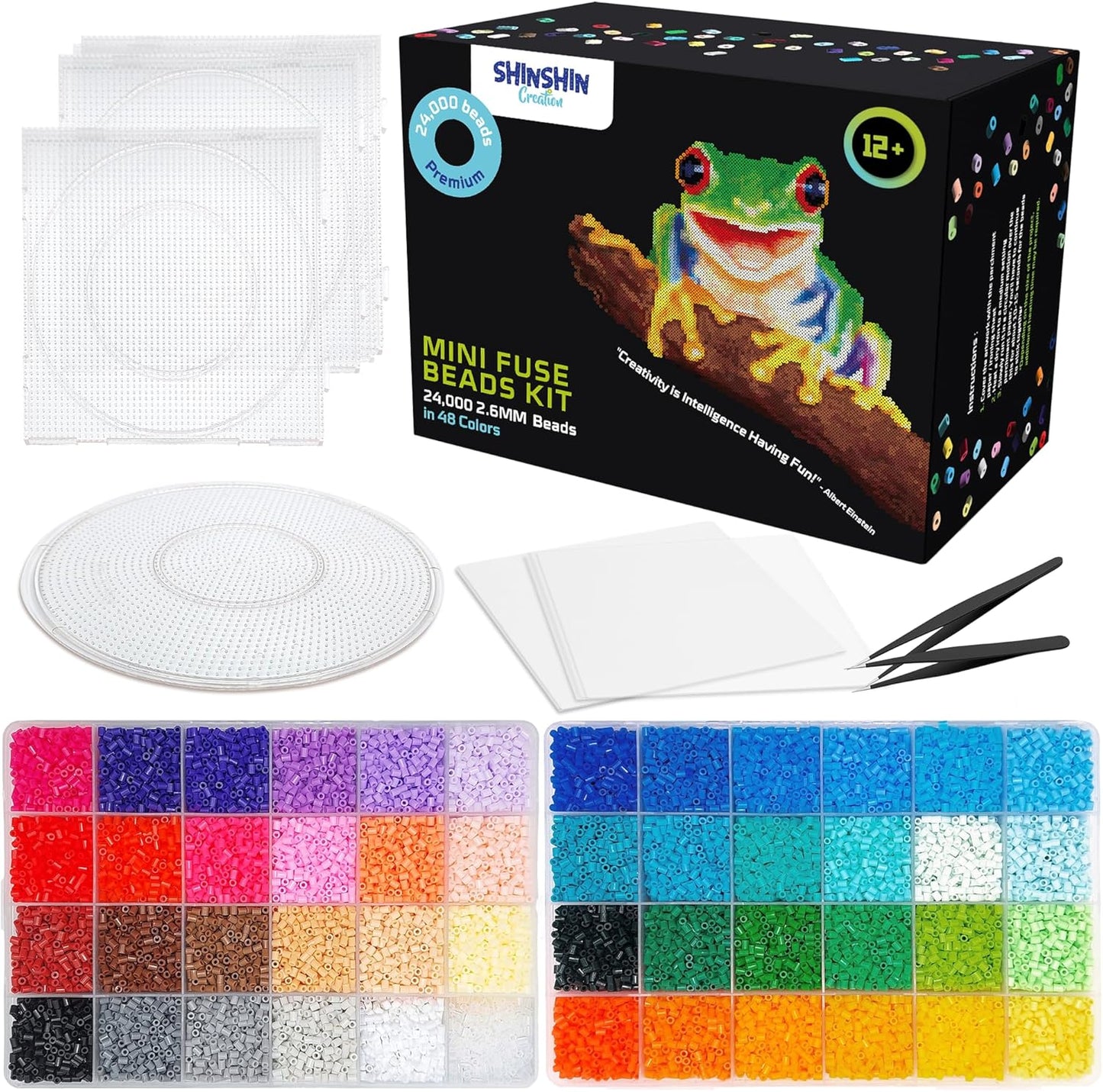 XXL Fuse Beads kit, Melty Melting Beads for Kids Crafts | Iron for Kids kit - Fuse pegboards. Compatible Bulk beados Storage - 22000pcs 5mm