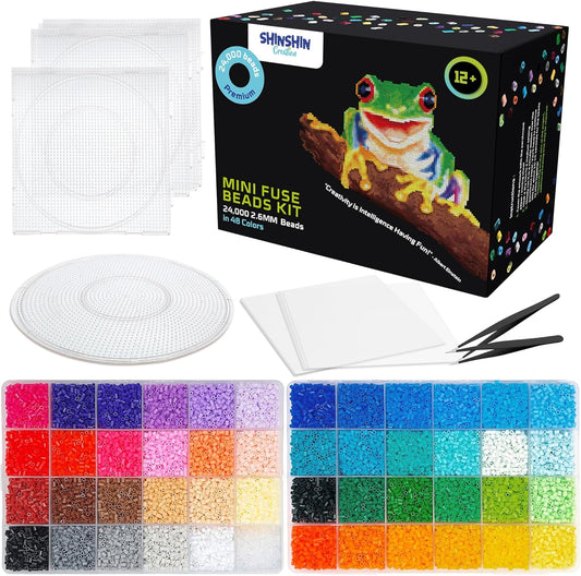 XXL Fuse Beads kit, Melty Melting Beads for Kids Crafts | Iron for Kids kit - Fuse pegboards. Compatible Bulk beados Storage - 22000pcs 5mm