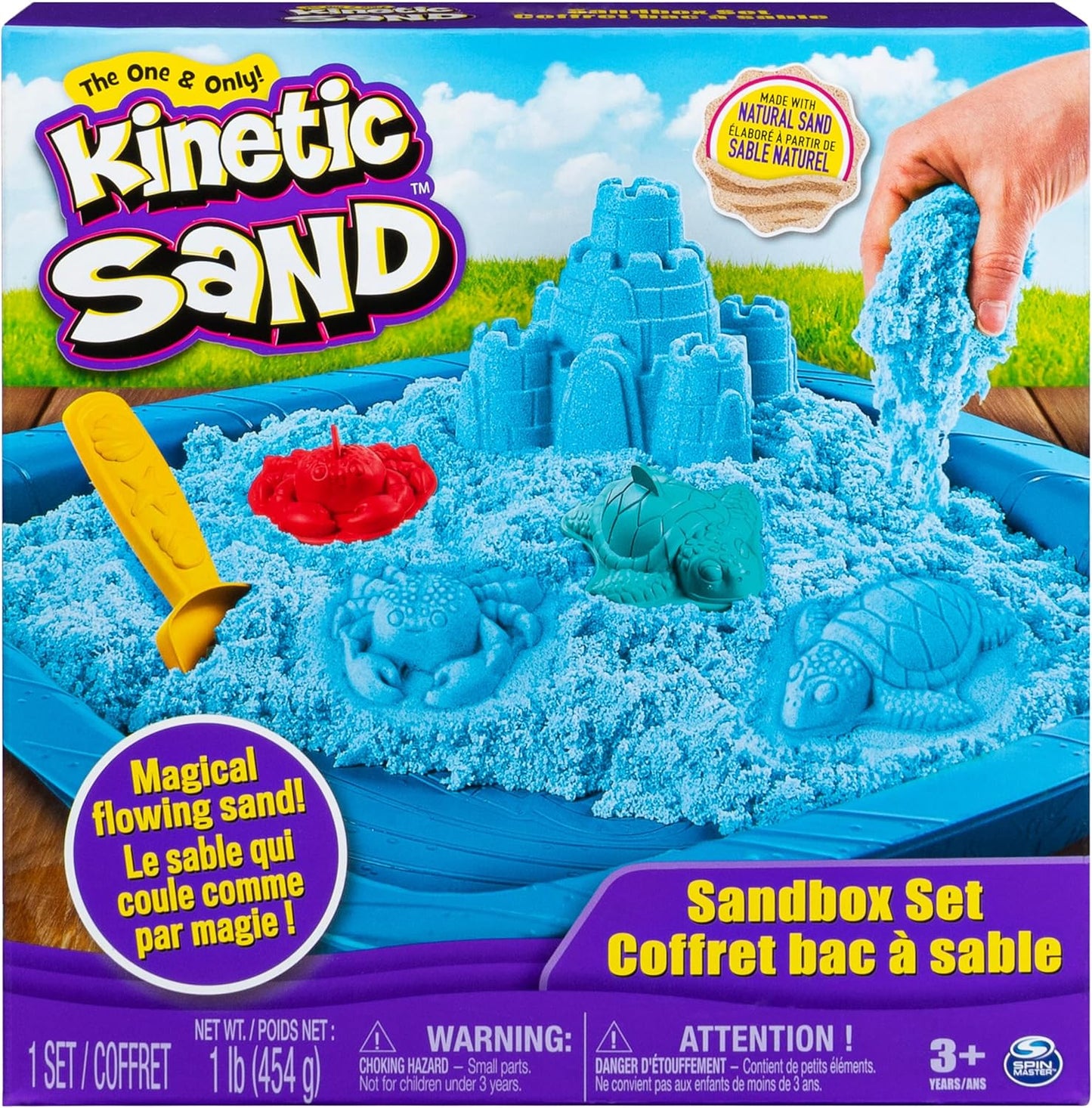 Kinetic Sand, Sandbox Playset with 1lb of Green and 3 Molds, for Ages 3 and up