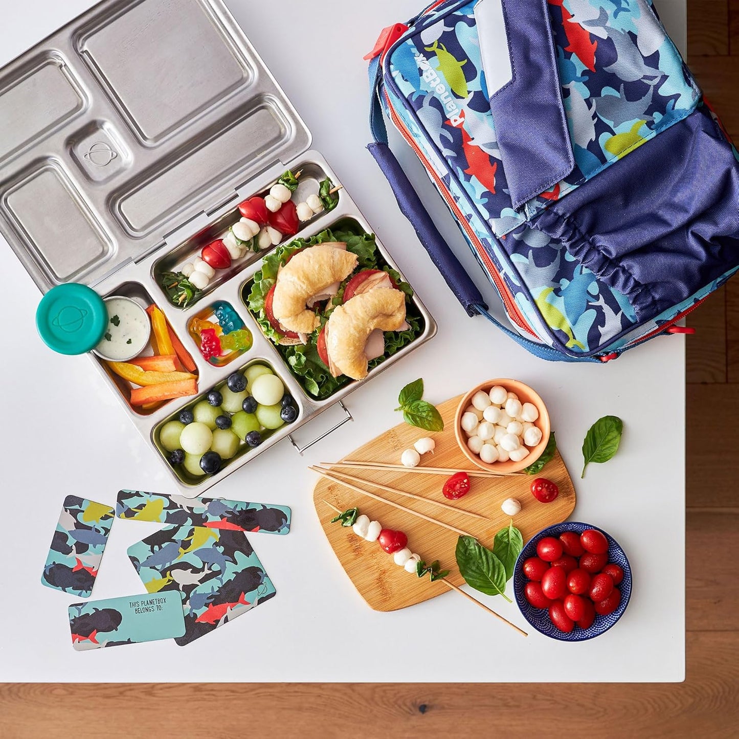 PlanetBox Rover Stainless Steel Bento Box Style Lunch Box Kit for Youth with 5 Compartments – Butterflies Edition includes Insulated Lunch Bag, Leakproof Food Containers & Matching Magnets