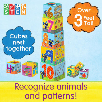 The Learning Journey Pete The Cat Stacking Blocks – 10 Colorful Nesting Cubes – Educational Toddler Toy for Ages 12 Months+ – STEM Learning & Developmental Play