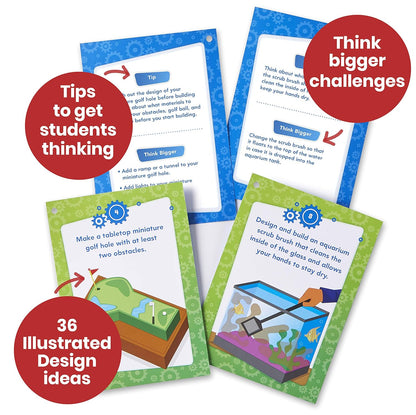hand2mind Makerspace Task Cards, STEM Learning Cards for Kids Grade K-2, 36 STEM Activities, Kids Building Projects, Learning Cards, Educational Toys, Fun Ideas on What to Build, Classroom Supplies