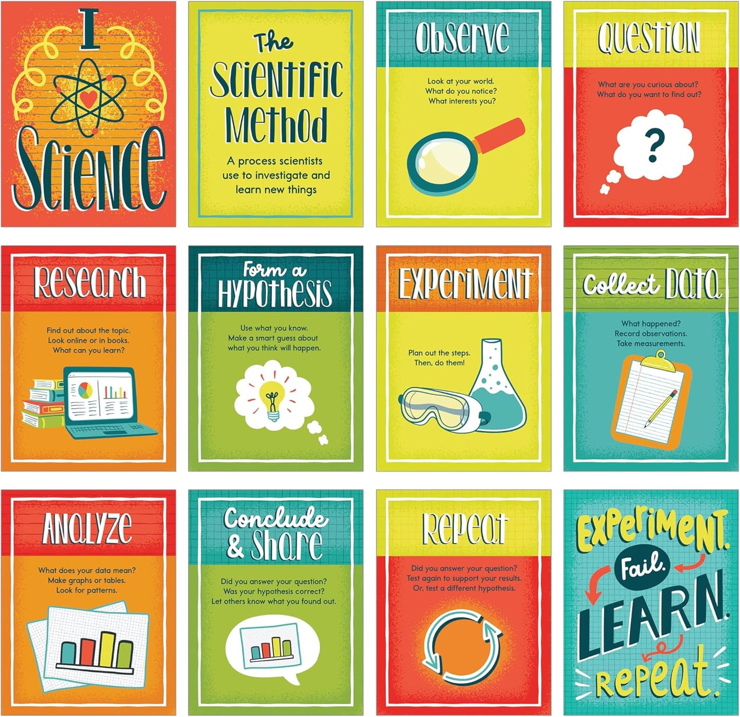 Carson Dellosa 14-Piece Mathematics Strategy Posters, 8.5" x 11" Wall Art Ten Frame, Counting, Number Line, Math Manipulatives, Facts, and More Strategies, Classroom Decor and Teacher Supplies