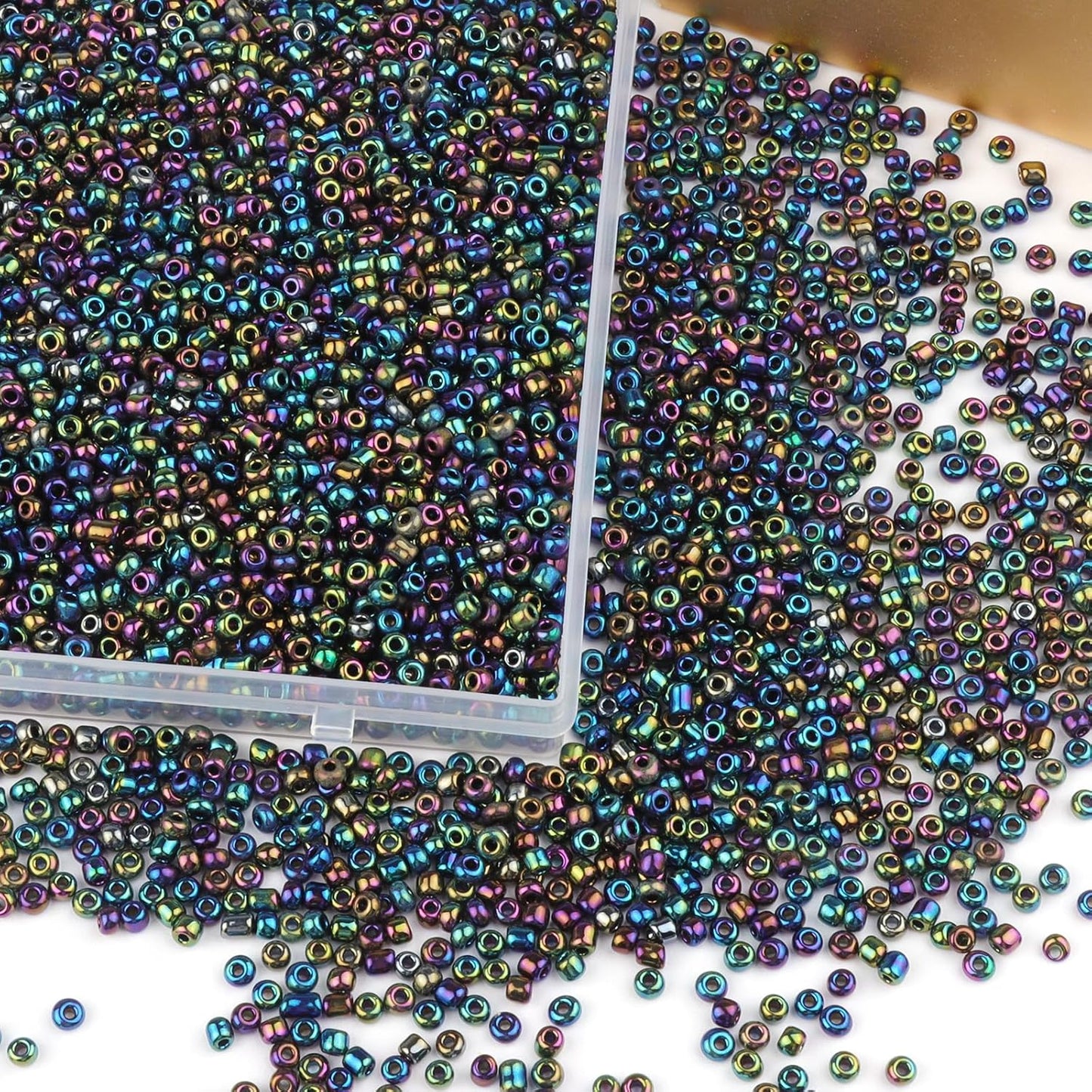 10100 Pcs Size 11/0 Glass Seed Beads, 2 mm Dark Green Small Mini Spacer Loose Pony Beads for Jewelry Making and DIY Crafts - Colors B