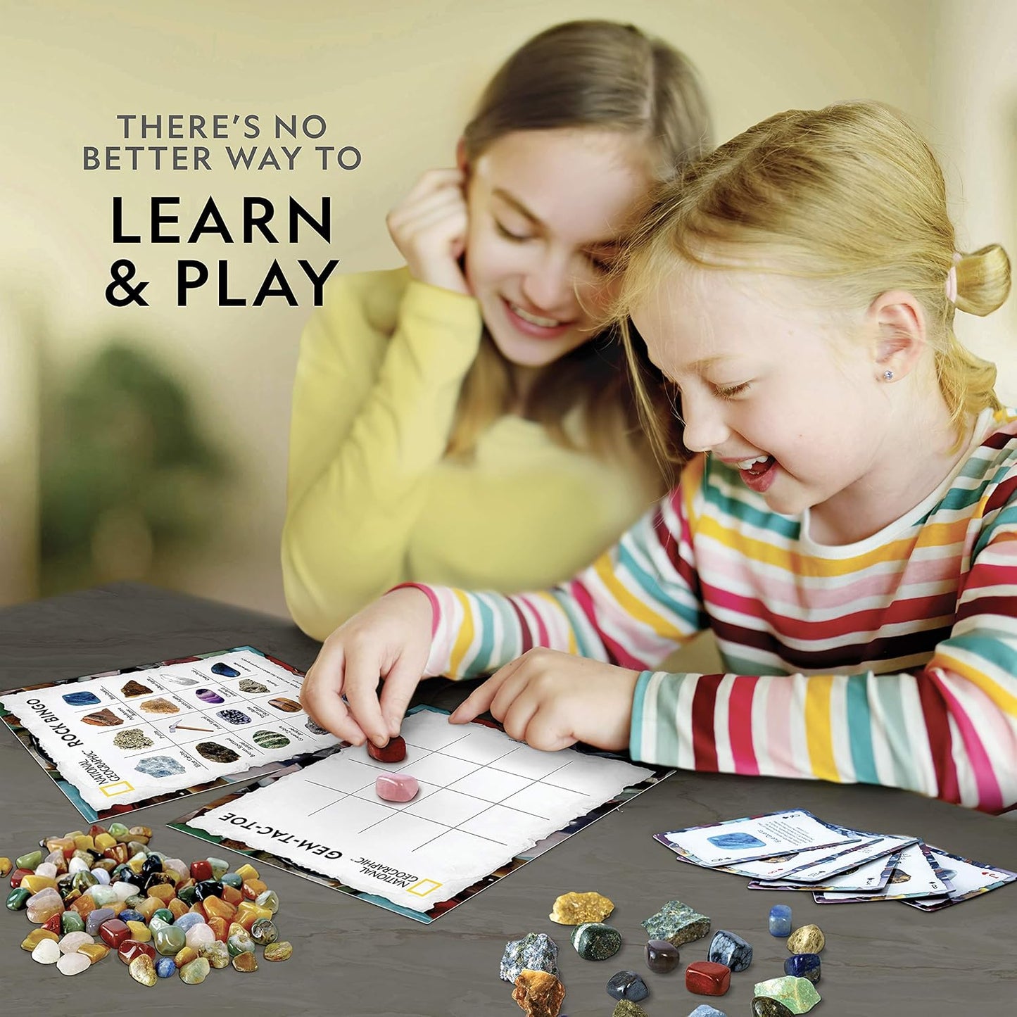National Geographic Rock Bingo Game - Play Rock Bingo, Mineral Memory, Gemstone Trivia, & Card Games, Collection Includes Over 150 Rocks and Minerals, Educational STEM Toy for Kids (Amazon Exclusive)