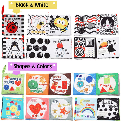 Baby Books Toys Gifts, Touch and Feel Cloth Crinkle Books for Babies,Infant Toddler Baby 0-3-6-12-18 Months,Early Learning Toys 6 to 12 Months 1-2 Years Old, Easter Shower Gift for Boys Girls,4 PCS