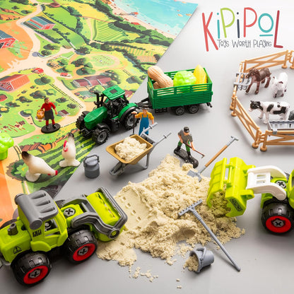 Kipipol Sensory bin - 29 pcs Ice Cream Toy Shop Play Sand Kit with 9 Ice Cream Sand Toys, 1.7 LB Moon Sand for Kids, Sandbox with A Lid - Pretend Play Sensory Toys for Girls and Boys Age 3-5 and Up