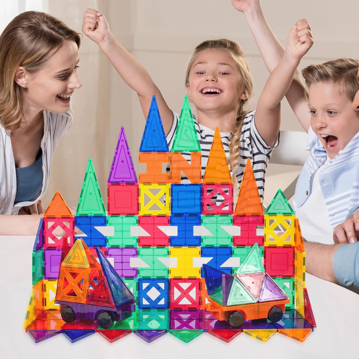 PicassoTiles Magnetic Building Block Set Geometry Shape Magnet Tiles Construction Toy STEM Learning Kit Educational Playset Playboard Pretend Play Stacking Blocks Child Brain Development PT16