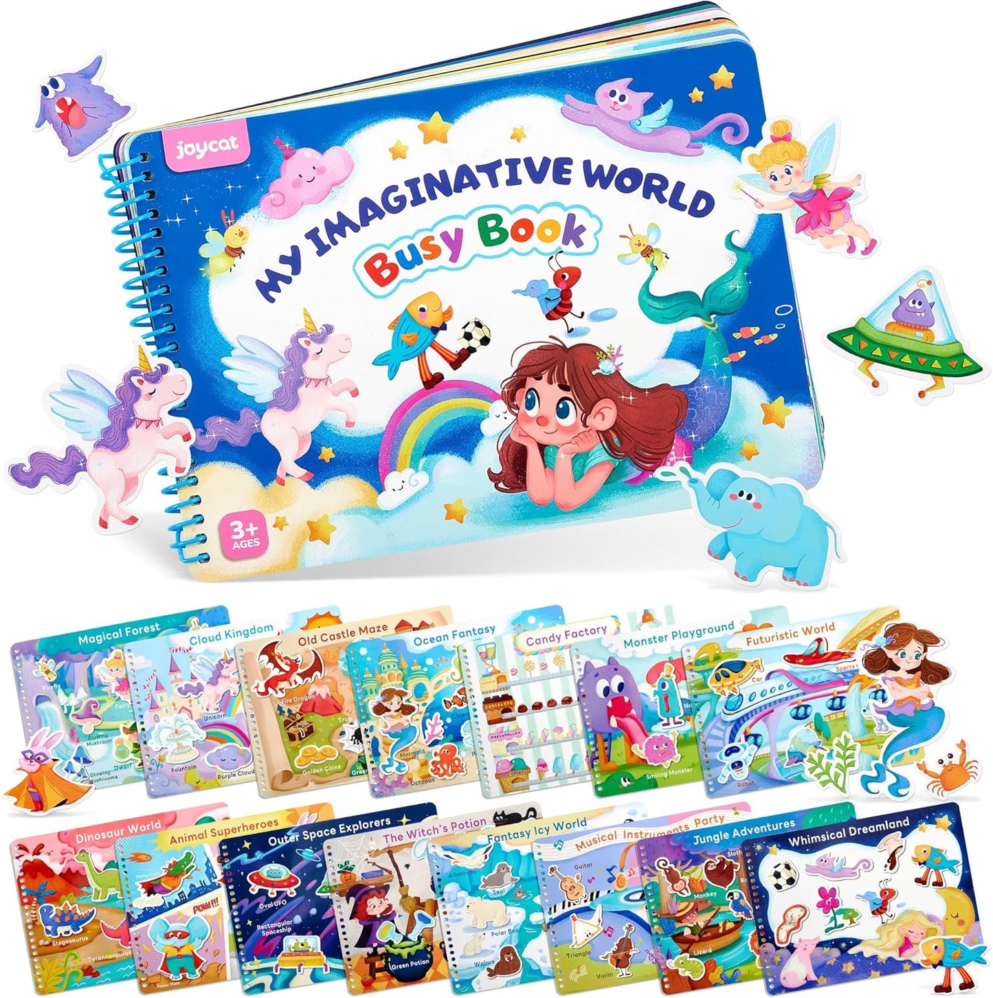 JoyCat Preschool Busy Book for Toddlers 3-5, Dual-Language Learning Activities, Educational Sensory Toys, Autism Learning Materials for Boys & Girls (Daily Life)
