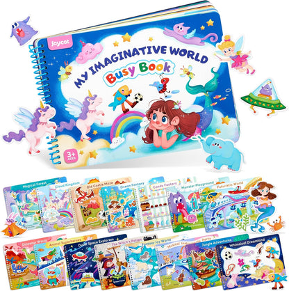 JoyCat Preschool Busy Book for Toddlers 3-5, Dual-Language Learning Activities, Educational Sensory Toys, Autism Learning Materials for Boys & Girls (Daily Life)