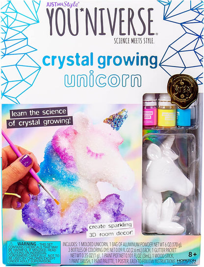 Just My Style YOU*niverse Crystal Growing Accessories by Horizon Group USA, Girl STEM Kit, Design 8 Crystal Growing Accessories & Make Your Own Pendants, Sparkling Hair Pins, Ring & More
