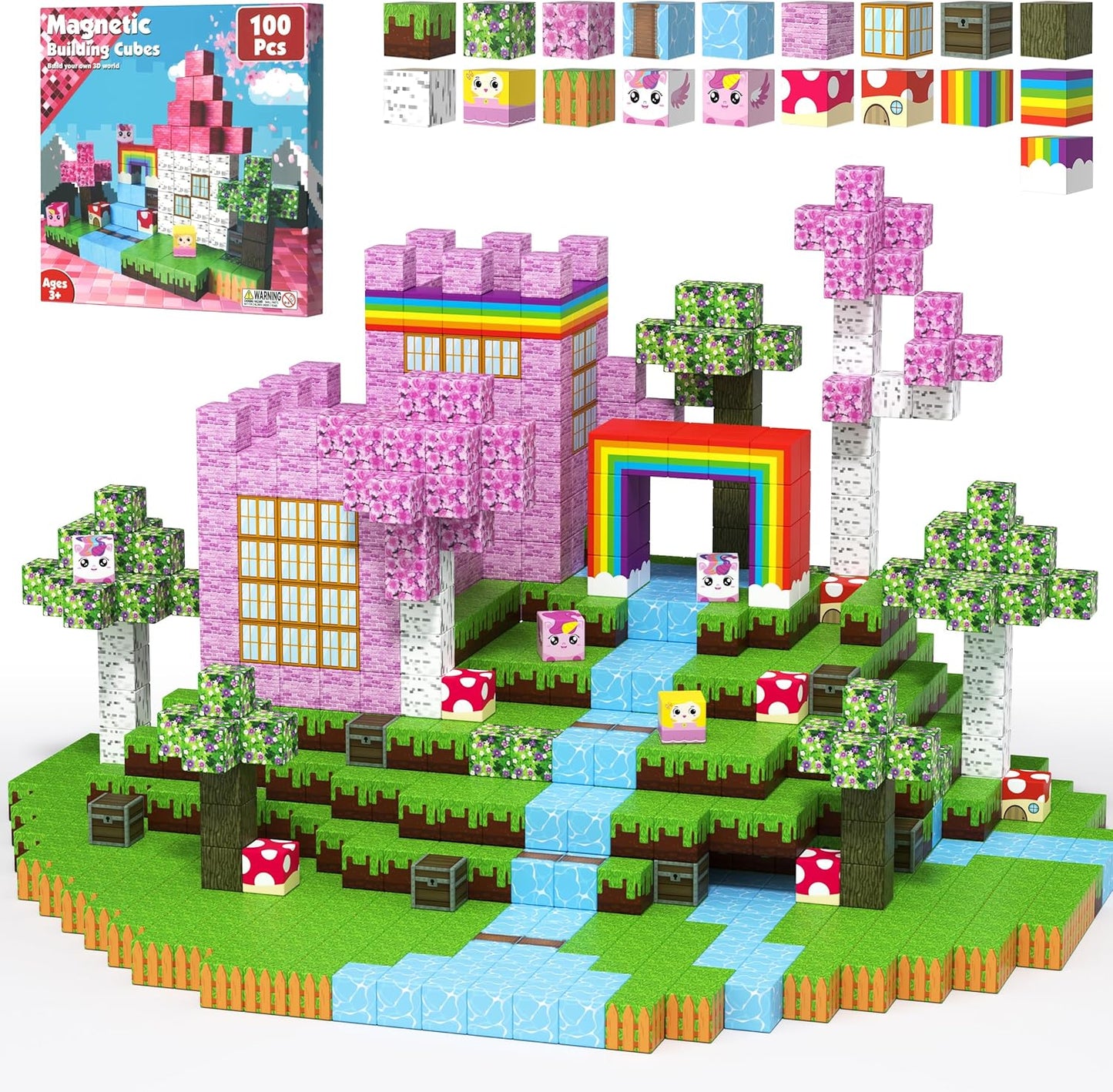 Magnetic Blocks - 150 PCS Magnets Game-Based Building Block for Ages 3,4,5,6,7,8,9,10,11 Kids Birthday Toy Sets Present, Stacking Cubes Construction Gift for Toddlers Boys & Girls, 0.8in