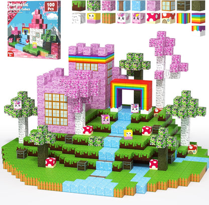 Magnetic Blocks - 150 PCS Magnets Game-Based Building Block for Ages 3,4,5,6,7,8,9,10,11 Kids Birthday Toy Sets Present, Stacking Cubes Construction Gift for Toddlers Boys & Girls, 0.8in