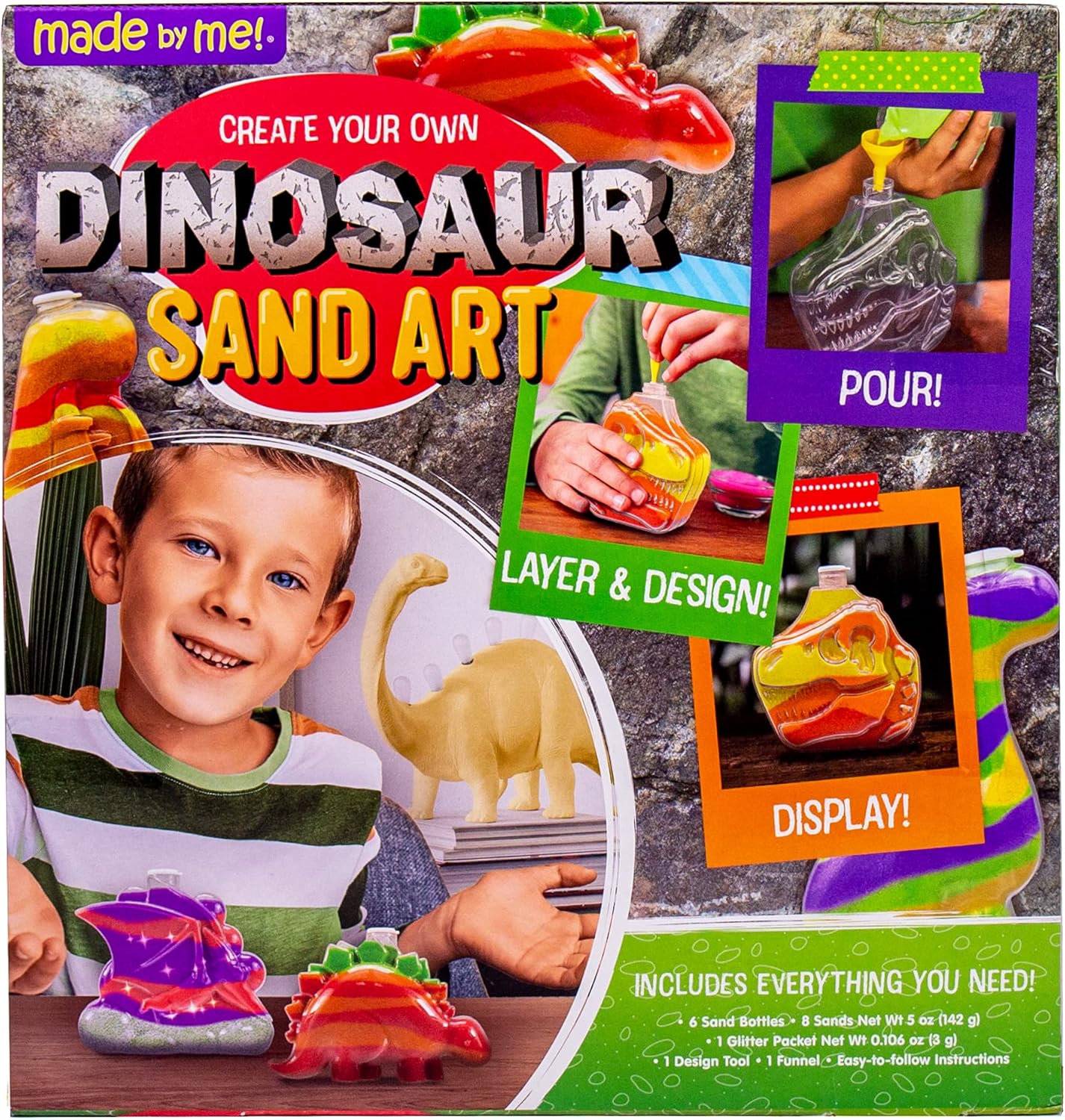 Made By Me Create Your Own Underwater Sand Art, Includes 6 Ocean-Themed Bottles, 8 Sand Colors, Glitter, & Funnel, Great Staycation or Group Activity, Party Idea, DIY Sand Art For Kids Ages 6, 7, 8, 9