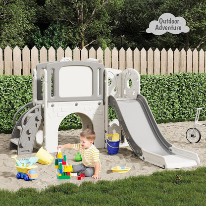 8-in-1 Toddler Slide Playground Set for Indoor & Outdoor Fun – Includes Climber, Basketball Hoop, Telescope, Tunnel, and Storage Space for Kids – Perfect for Backyard & Courtyard Activities