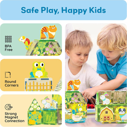 PicassoTiles Magnetic Tiles Magnet Tile Building Blocks Marine Animal World Themed Set with 8 Ocean Character Action Figures STEM Learning Toy Construction Toddlers Boys Girls Ages 3+ PTQ25