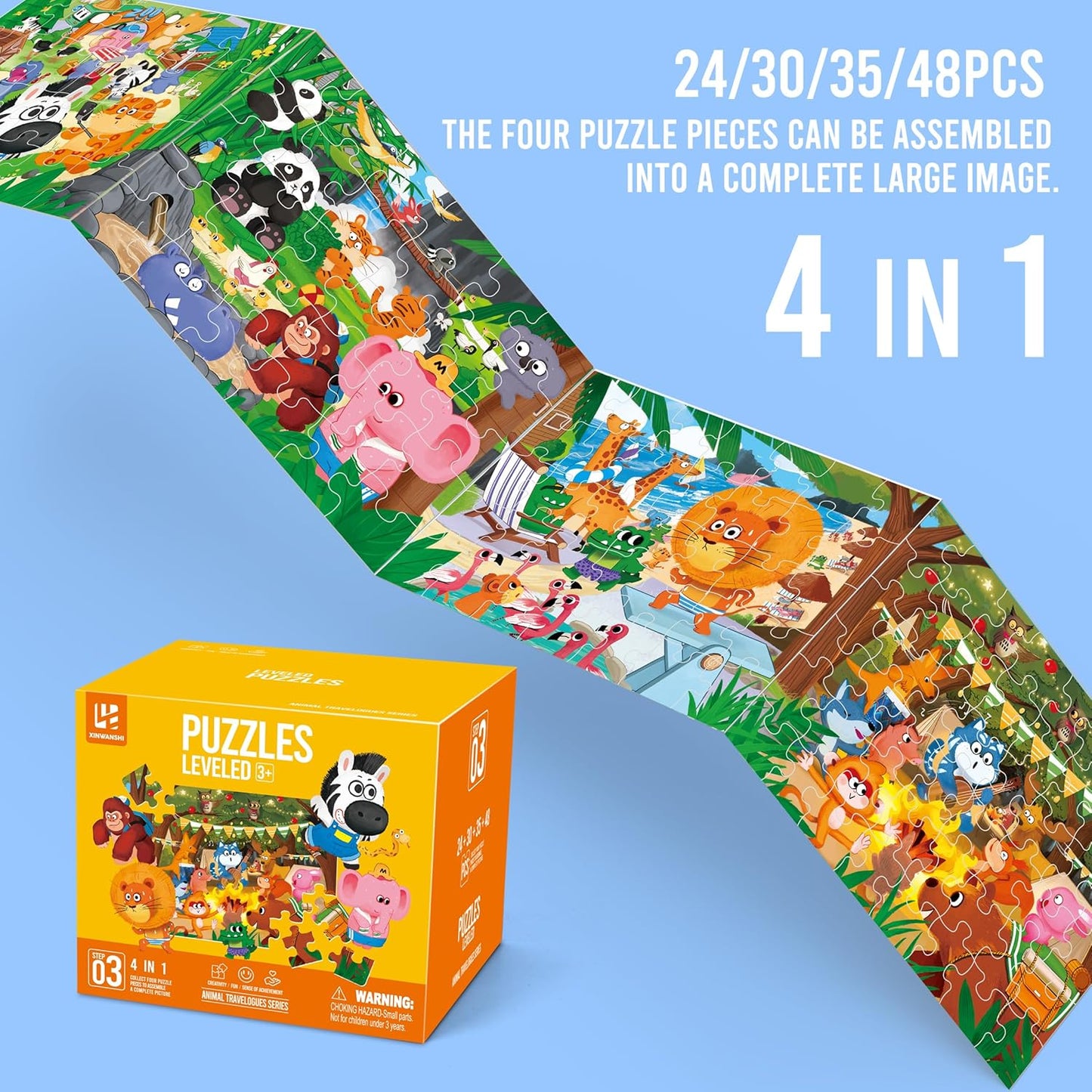 Puzzles for Kids Ages 3-8 Year Old,35pcs Jigsaw Puzzles for Toddlers & Children Ages 4-6，Educational Floor Puzzles with Storage Box for Gifts（Fire Engine）