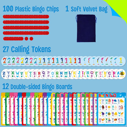 SpriteGru Multiplication & Division Bingo Game, 480 Math Problems, 2 Educational Math Board Game for Kindergarten and Preschool Kids 4-8, Perfect for Classroom & At Home (Up to 25 Players)