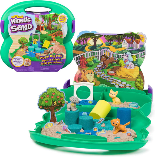 Kinetic Sand, Puppies Playground, 680 g Sand, 3 Multi-Purpose Dog Accessories, 2 Sand Tools, Comfortable Carrying Case, Toys for Children and Girls, 3+ Years Old