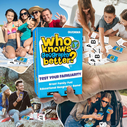 QUOKKA Board Games for Kids 8-12 and Family - Set of 4 Who Knows It Better? - 2000+ Questions Across Biology, Culture, STEM and Math - Educational Trivia Cards for Learning and Game Night