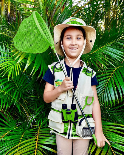 Kidz@Play Bug Hunting Kit, Vest, Hat, Binoculars, Lg. Net, Bug Container, Whistle, Flashlight, Magnifier, Thermostat, Compass, Tweezers