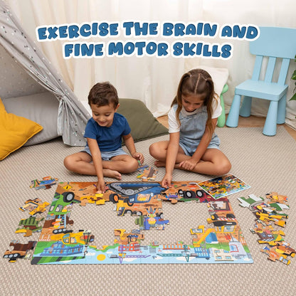 BONNYCO Giant Floor Puzzles for Kids of Jungle Animals with 48 Large Pieces. Safari Jumbo Puzzle 36.2 x 24.4 in, Gifts for Boys and Girls, Educational Kids Toys Ages 2-8