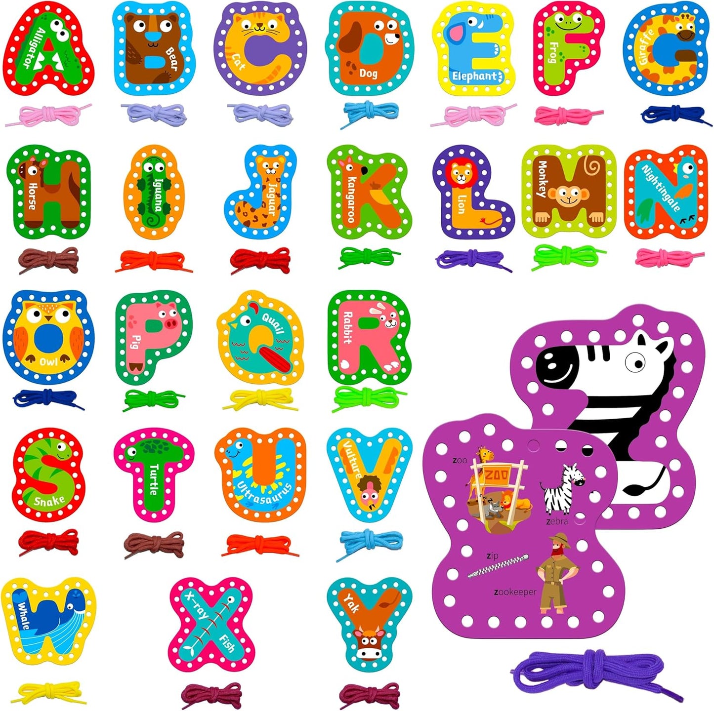 SpriteGru 9 Pieces Kids Lacing Cards, Double Sided Sewing Cards in 9 Vehicle Cards with 9 Colorful Laces, Imagination Development Lacing Toys Games for Children Educational and Learning Activity