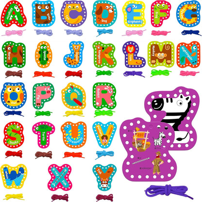 SpriteGru 9 Pieces Kids Lacing Cards, Double Sided Sewing Cards in 9 Vehicle Cards with 9 Colorful Laces, Imagination Development Lacing Toys Games for Children Educational and Learning Activity