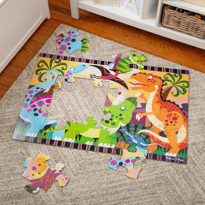 Melissa & Doug Dinosaur Dawn Jumbo Floor Puzzle (24 Pieces, 2 x 3 Feet), Jigsaw Puzzle for Preschoolers and Kids Ages 3+ - FSC Certified