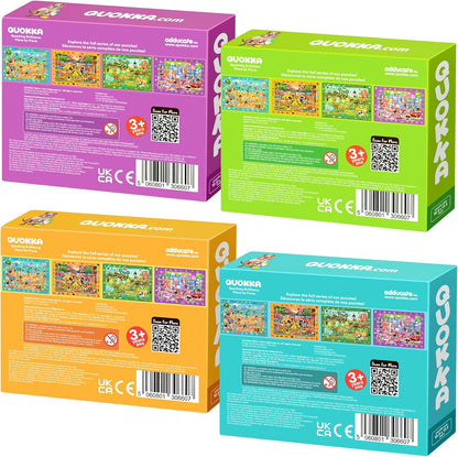 QUOKKA 100 Piece Puzzles for Kids Ages 4-6 - 4 Jigsaw Puzzles for Kids Ages 6-8 - Search and Find Game with Animals, Dinosaurs for Childrens 5-8 - Learning Educational Toys for Boys and Girls 8-11